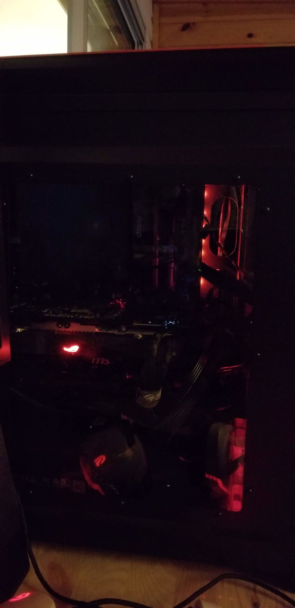 Showing all the Red LED lights in the build