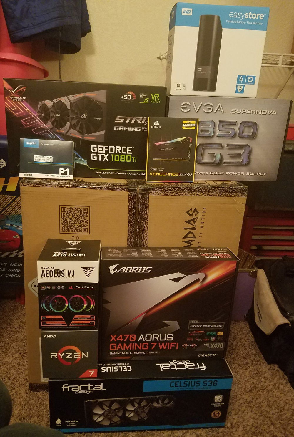 All the main components ready to be installed.