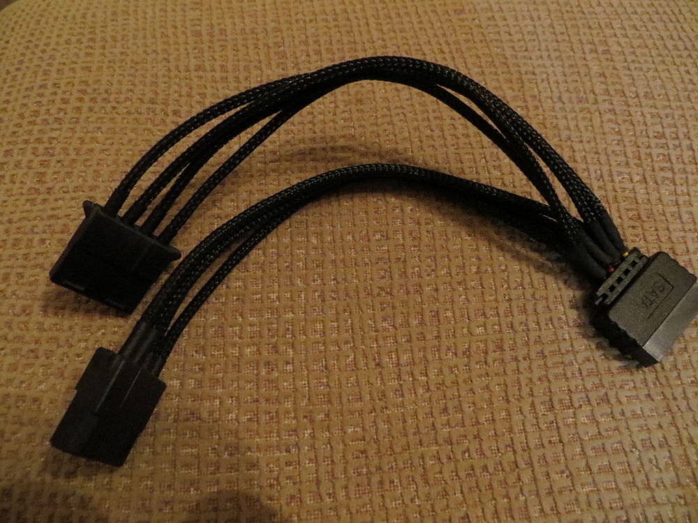 Custom sleeved cable to power the pump.