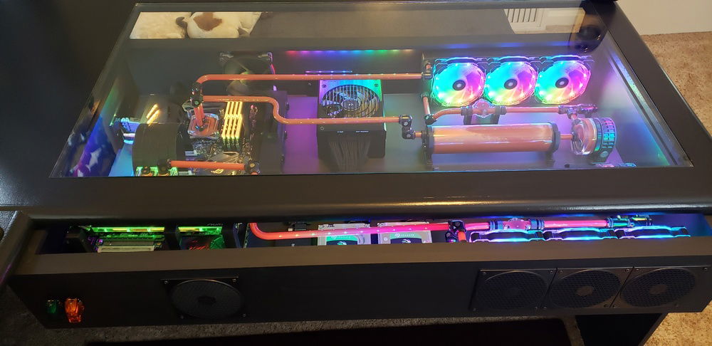 Computer Case can be slid out and detached from desk