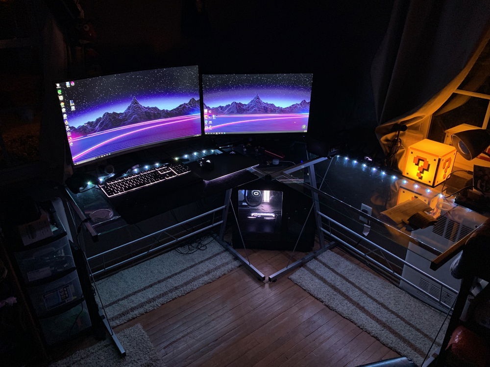 Wide shot of the whole setup! Went down to only two high refresh monitors!