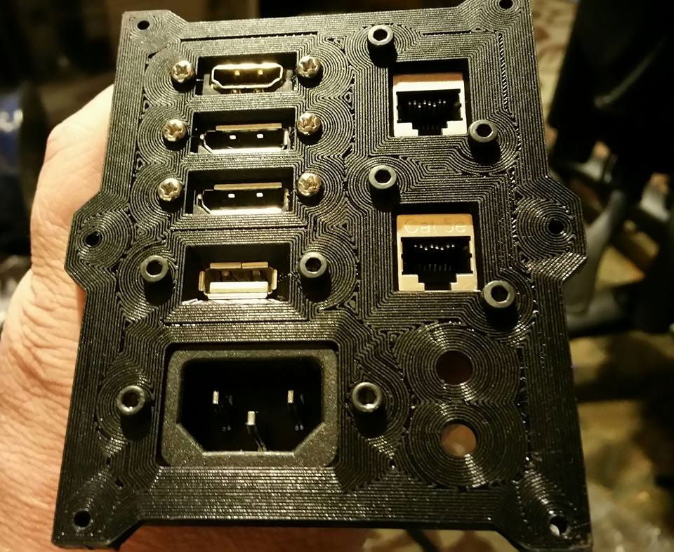 Custom rear panel IO. 3d printing is fun.