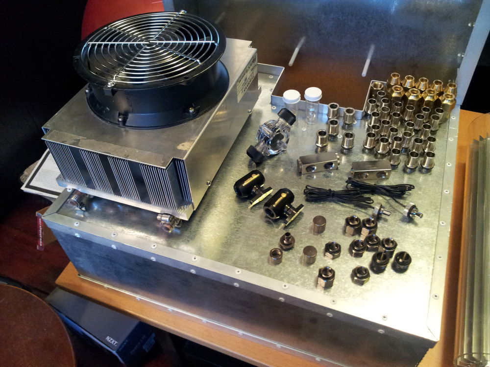 Cooling loop fittings and 400watt TEC cooler.