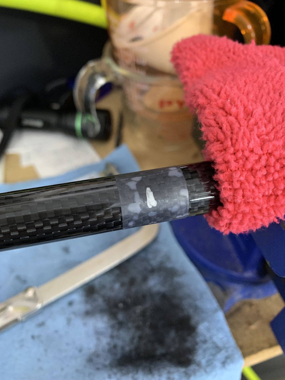 I wrapped the cut zone with some scotch tape to keep the tube from breaking free too fast when the cut was almost through