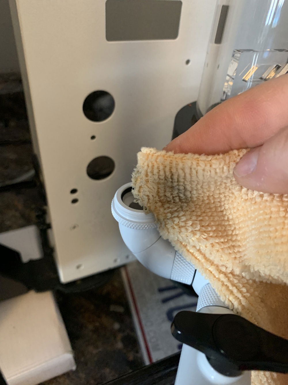 Applying the silicone to the inside of the fitting o-ring