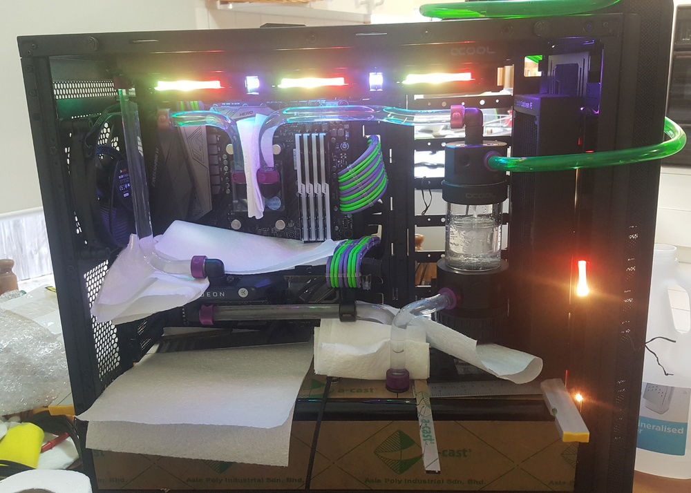 Cables in place and time to test the water loop