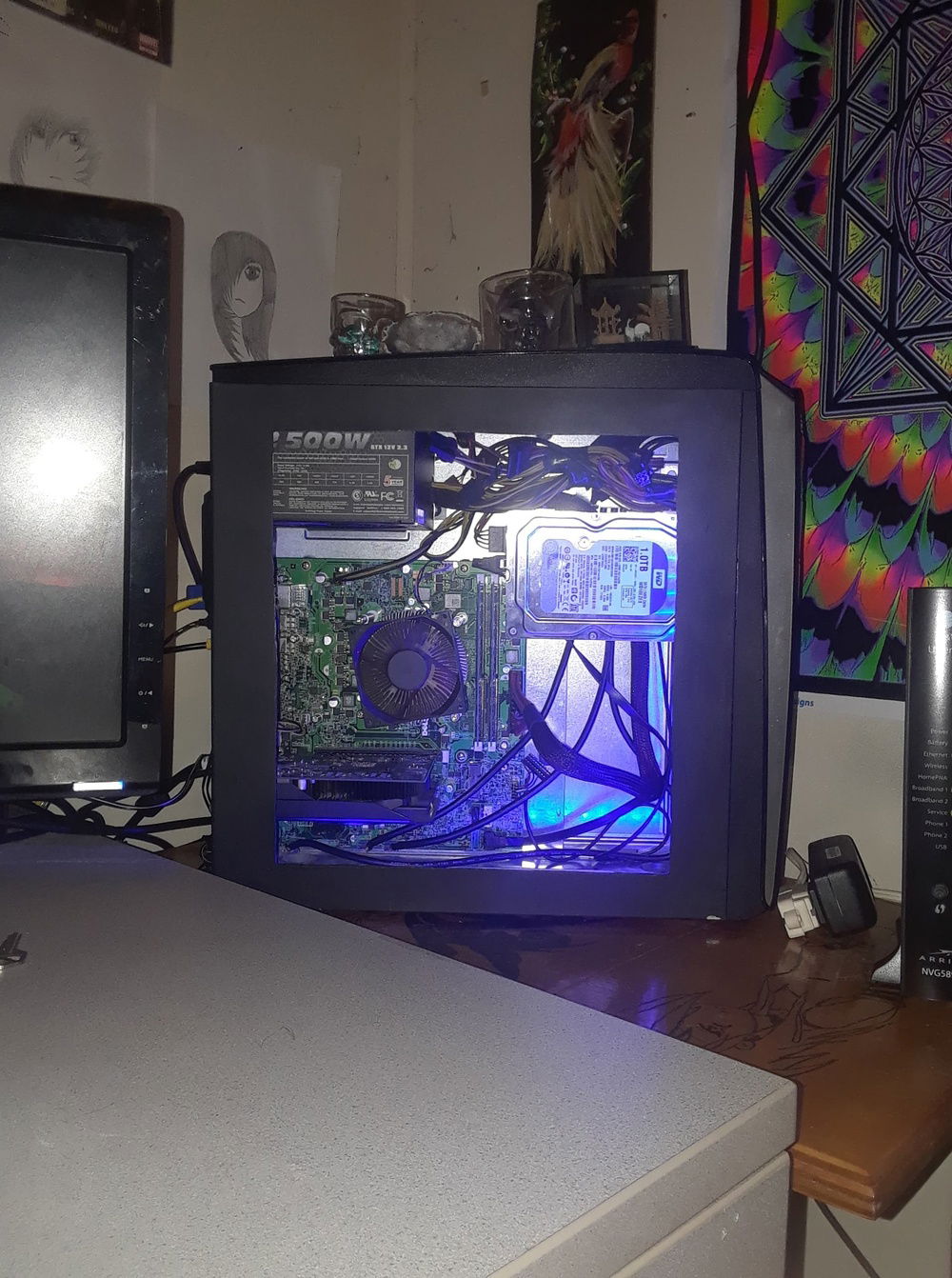 I had to use my flash on my phone to get a picture of whats inside as my phone didn't pick up a picture to which is what I see in person as the rgb's are quite bright