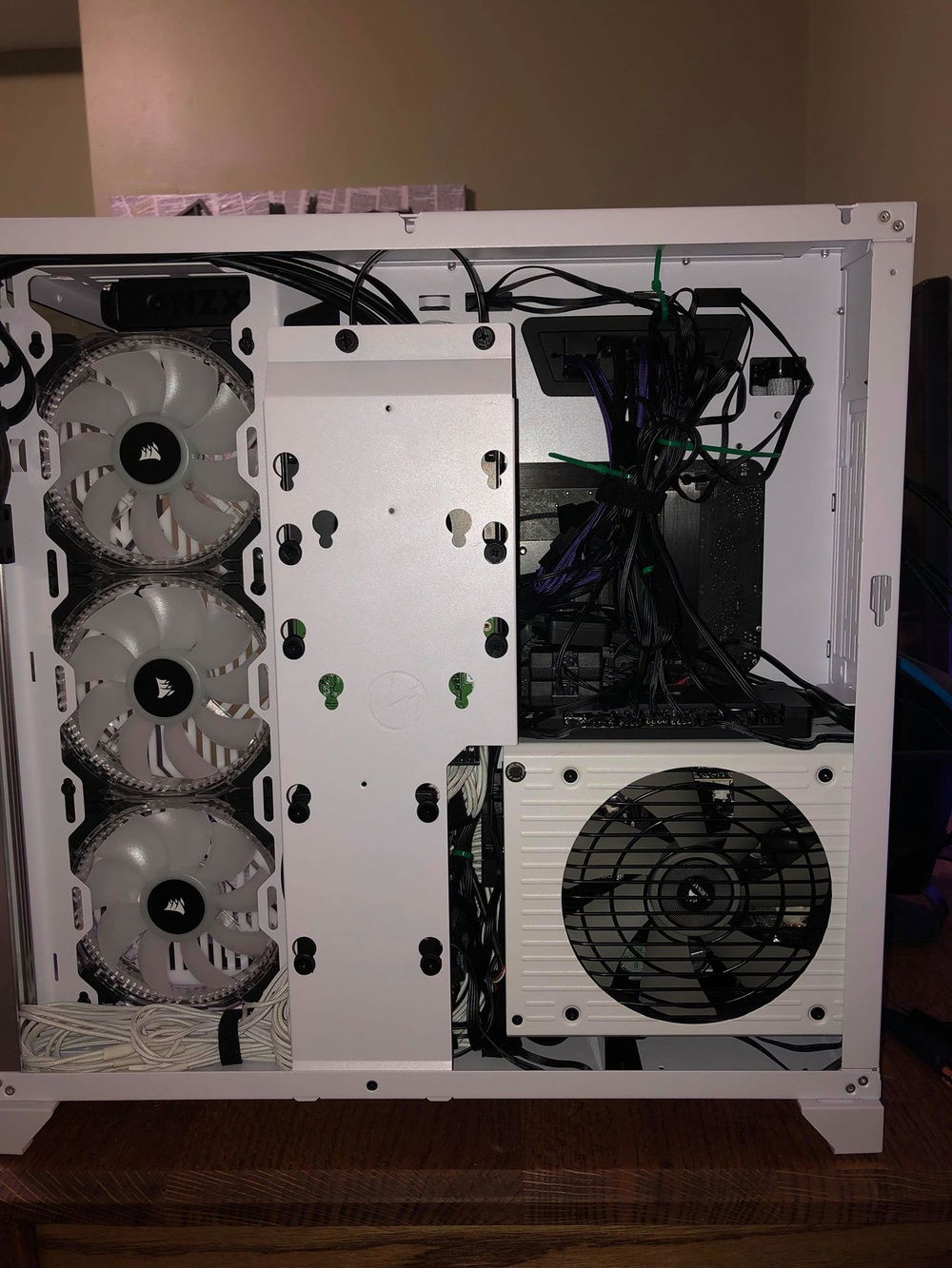 show casing all the cable management that went into the build