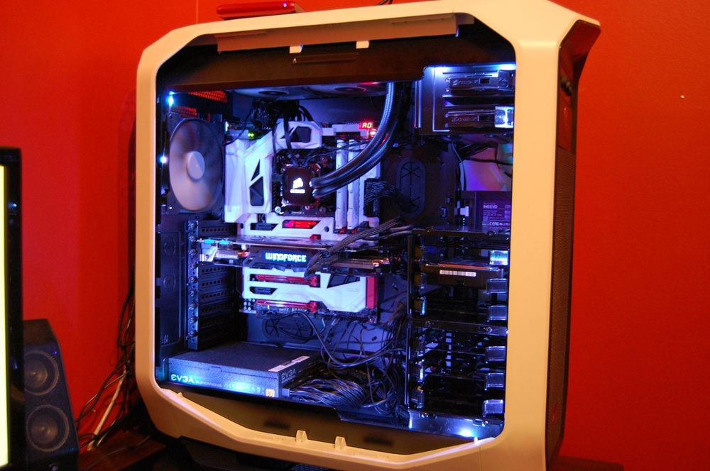 Finished and set up, my first personal computer build (2015)