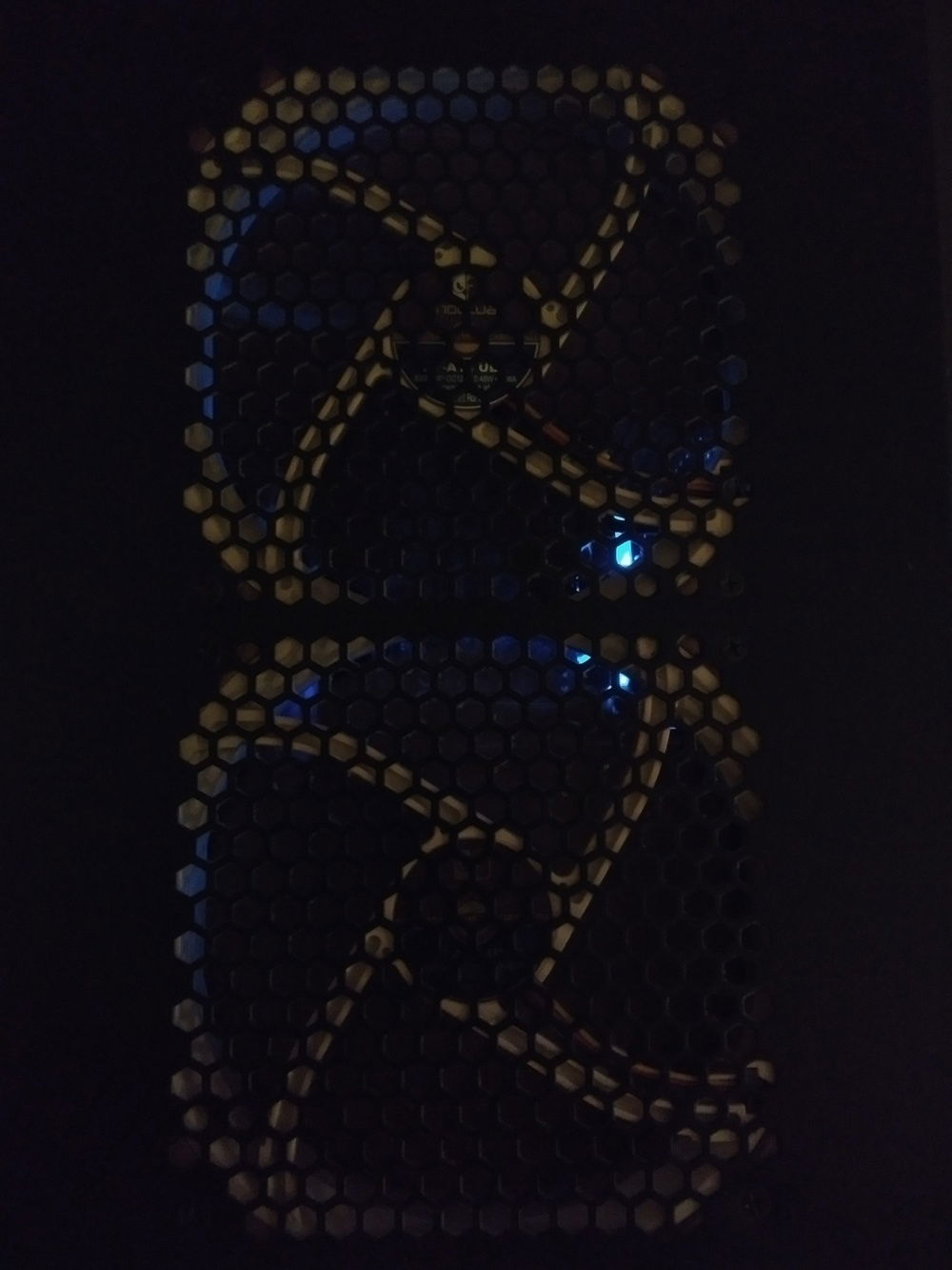 Look down through the top fans