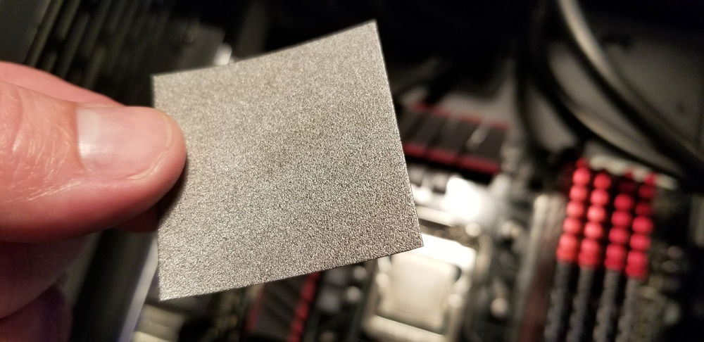 This graphite pad was used only once for about a day on the i7 4770k, you can see the indentation where the CPU previously was