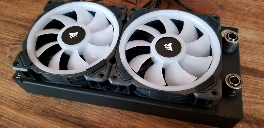 EKWB 240mm rad + Corsair LL 120's (Push config)