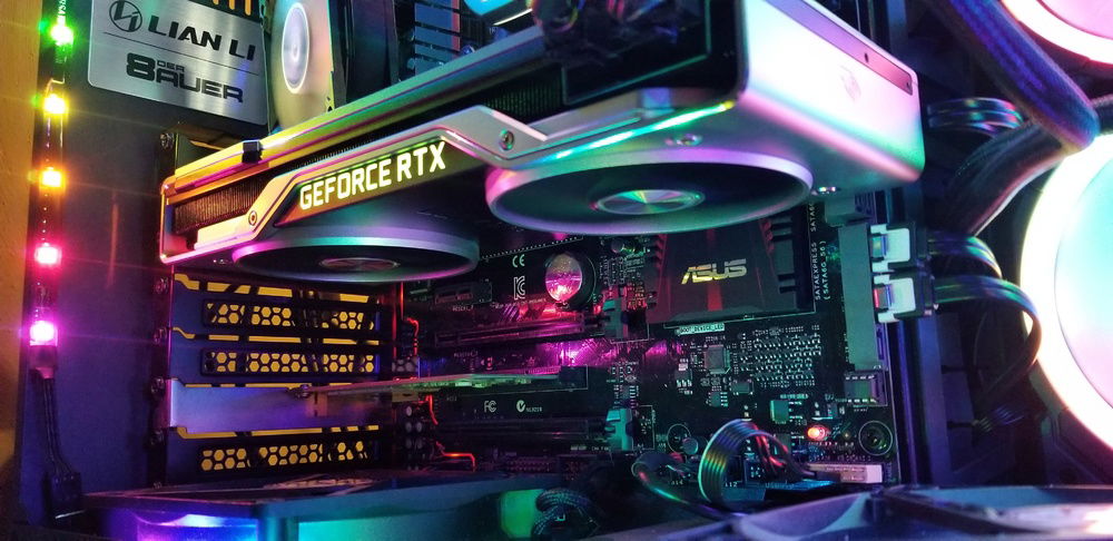 close up of the RTX after it took the place in the 4th gen build. (Swapped out an EVGA GTX 1070 Hybrid)