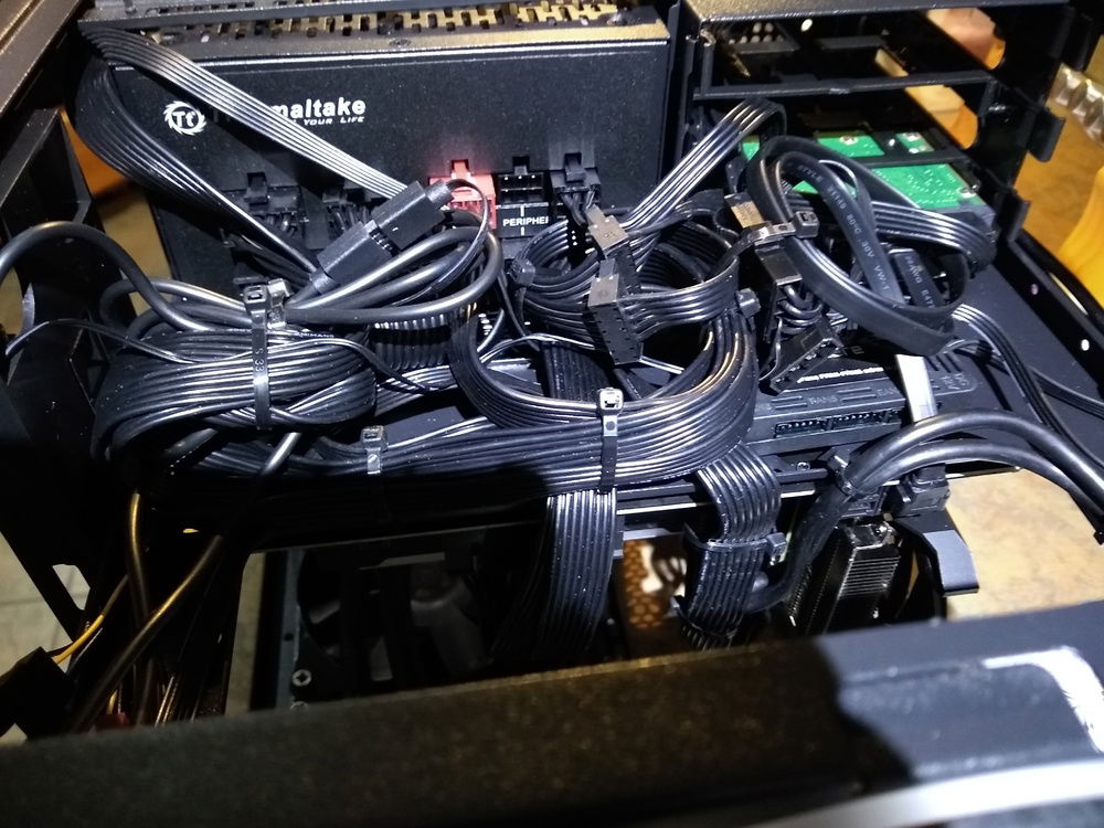 Cable management nightmare but got everything zip tied out of sight neatly