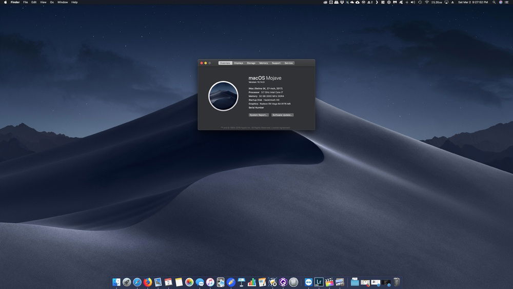Running macOS Mojave 10.14.3