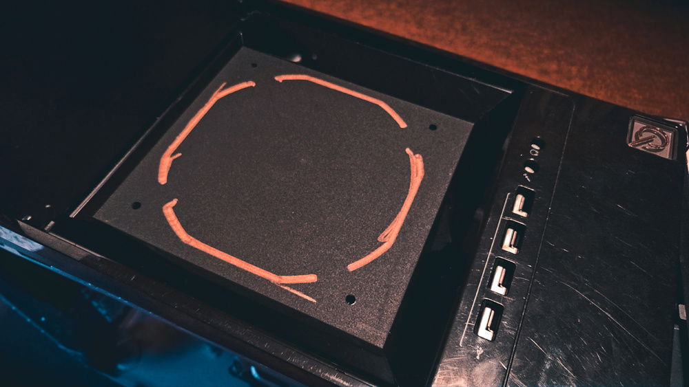 The template and screw holes