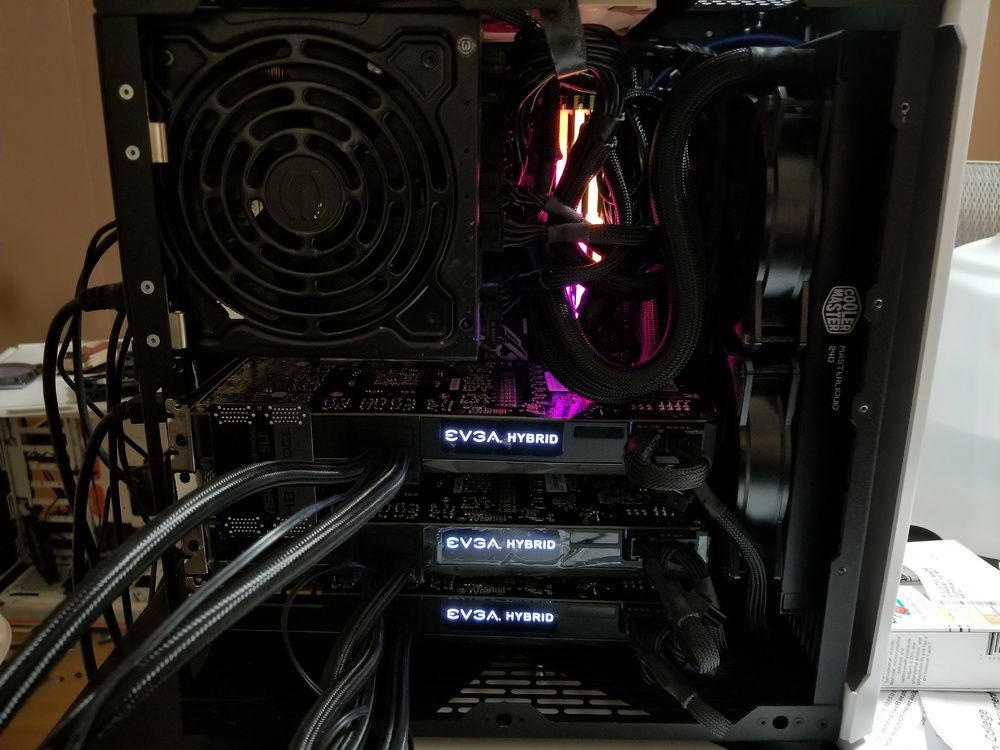 Replacing the 2 remaking GPUs with EVGA 1080 Ti Hybrids for silence while rendering.