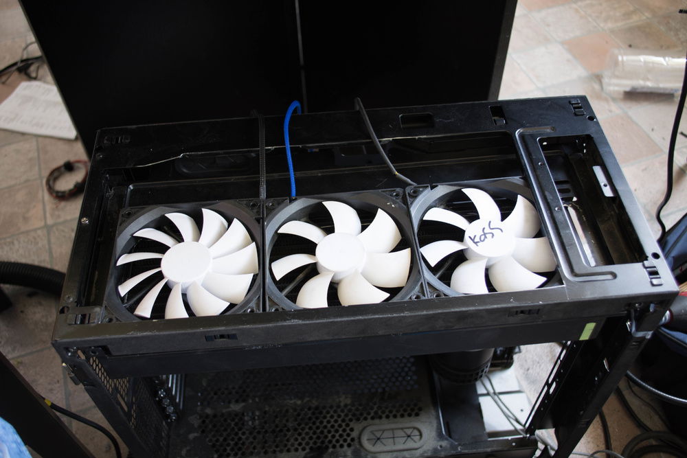 A few cuts and the test fans fit.