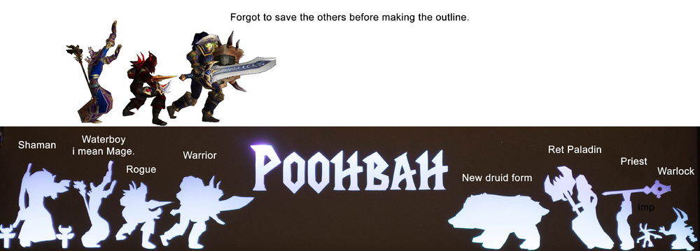 Why no hunter? wanted even sides(4vs4) and healer, tank on both sides with no duplicate classes. That's why the paladin is ret and well i love that axe so had to use it.
Was trying to get the hights of the races was hard and hopefully its kinda correct.