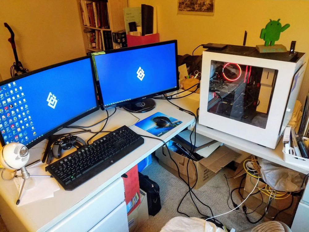 My setup. It's a bit messy, but I'll clean up later.