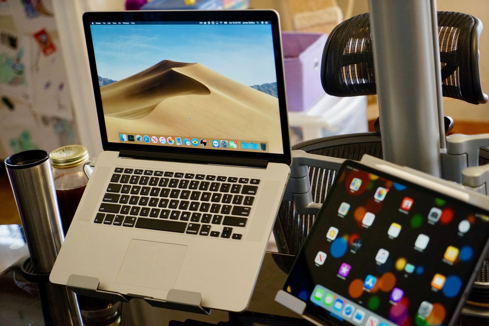 Right-side desk.  Mostly a flat desk work area, but also usually holds my MacBook Pro (2015) and 12.9" iPad Pro (2018)