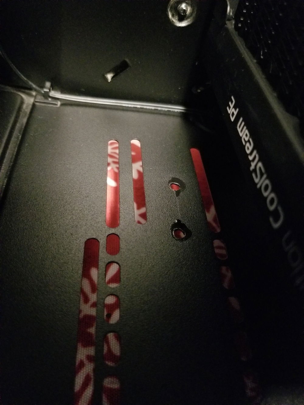 I just dabbed the paint on with some q-tips as it will never be seen under the mount and the screw heads.