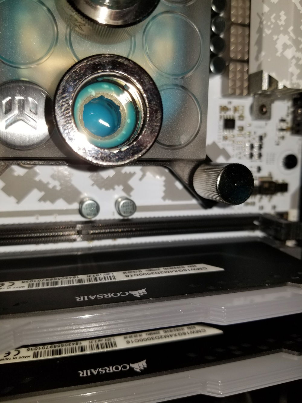 Some collected in the fittings as well.