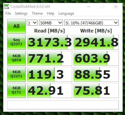 Benchmark Samsung 970 EVO Plus 500GB Crustal Disk Mark