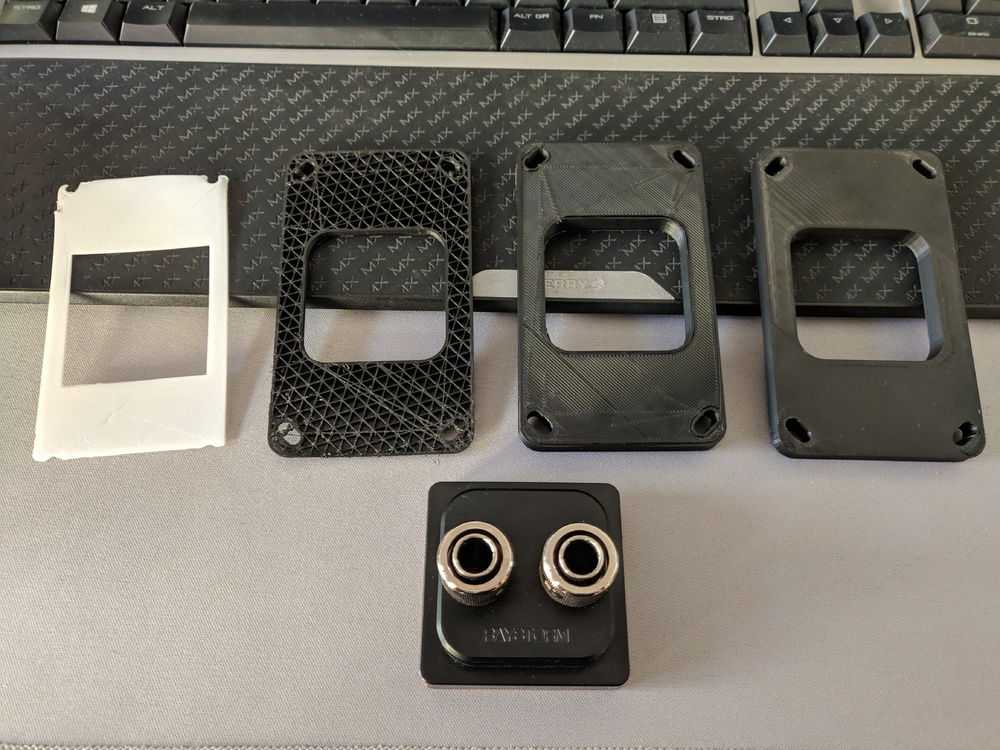 All revisions/attempts of the printed bracket...took a while to configure the printer properly