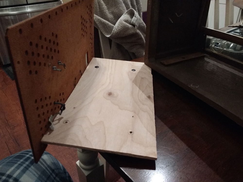 the shelf with the back piece installed.