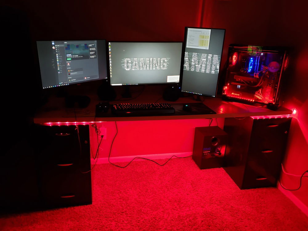 Whole setup including monitors.
