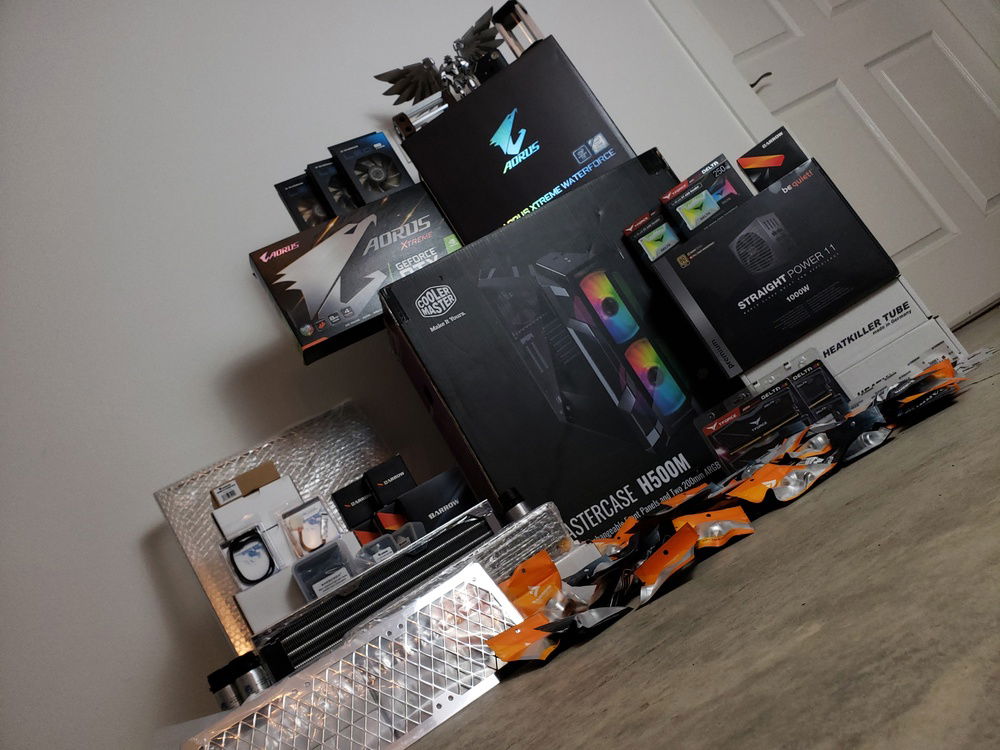 All the hardware and watercooling used to create the ONYX case mod.