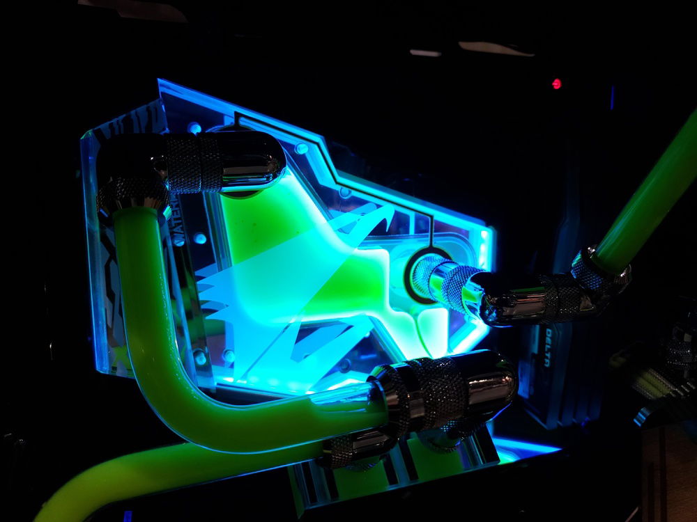 The custom mixed lime green opaque coolant