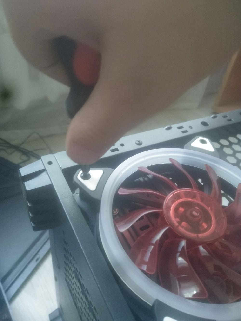 Putting on my new fans.