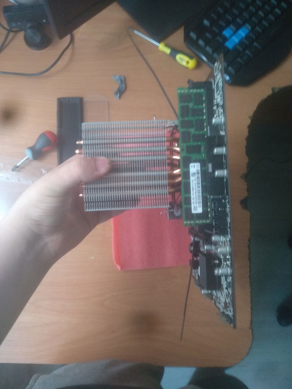 Ziptie'ing the cooler on