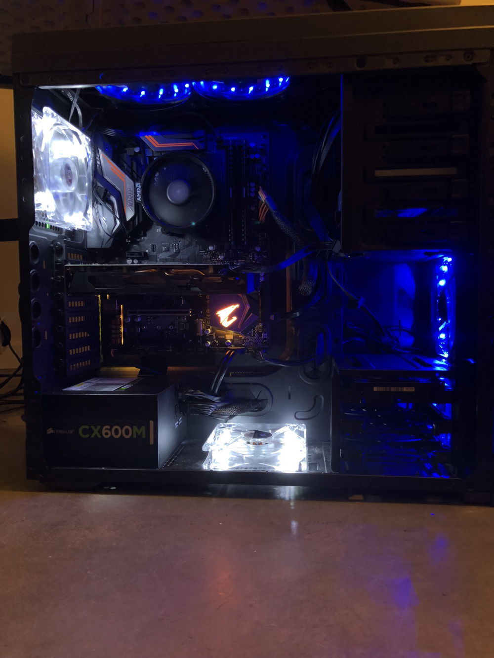 First boot up (all LED fans active)
