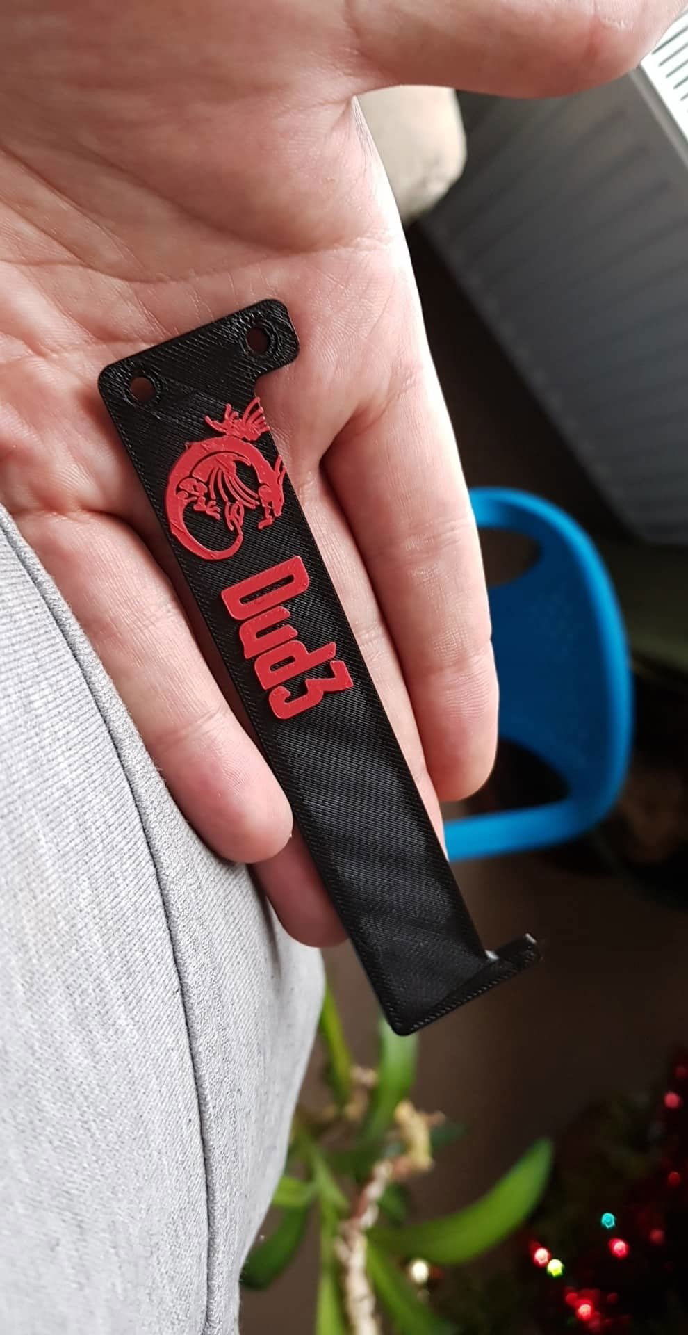 3d Printed GPU support bracket with MSI logo and my in-game name.