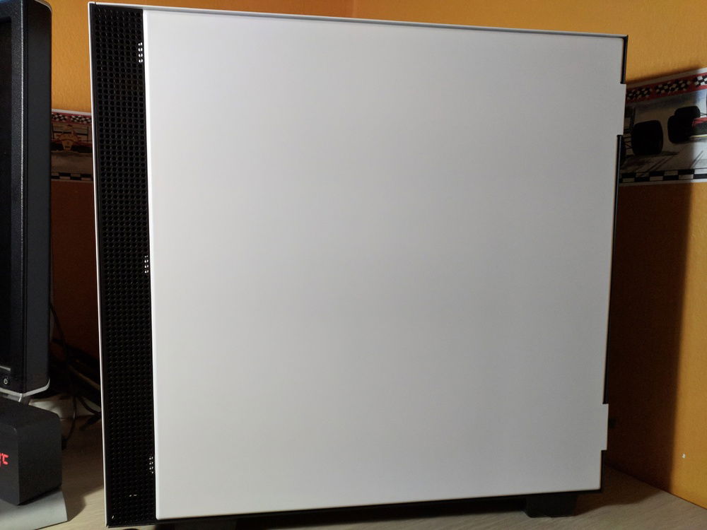 the back of the computer with the panel on (nothing to see) haha