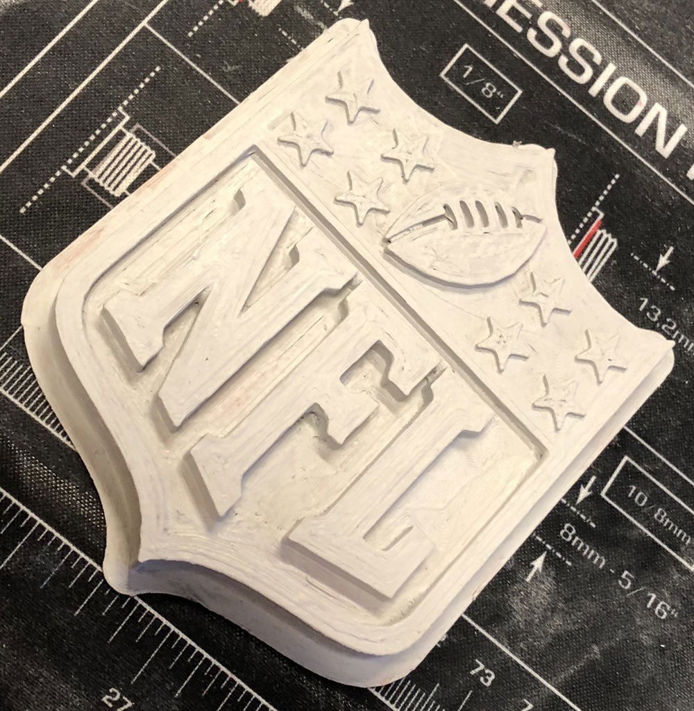3D printed and coated with primer NFL Emblem