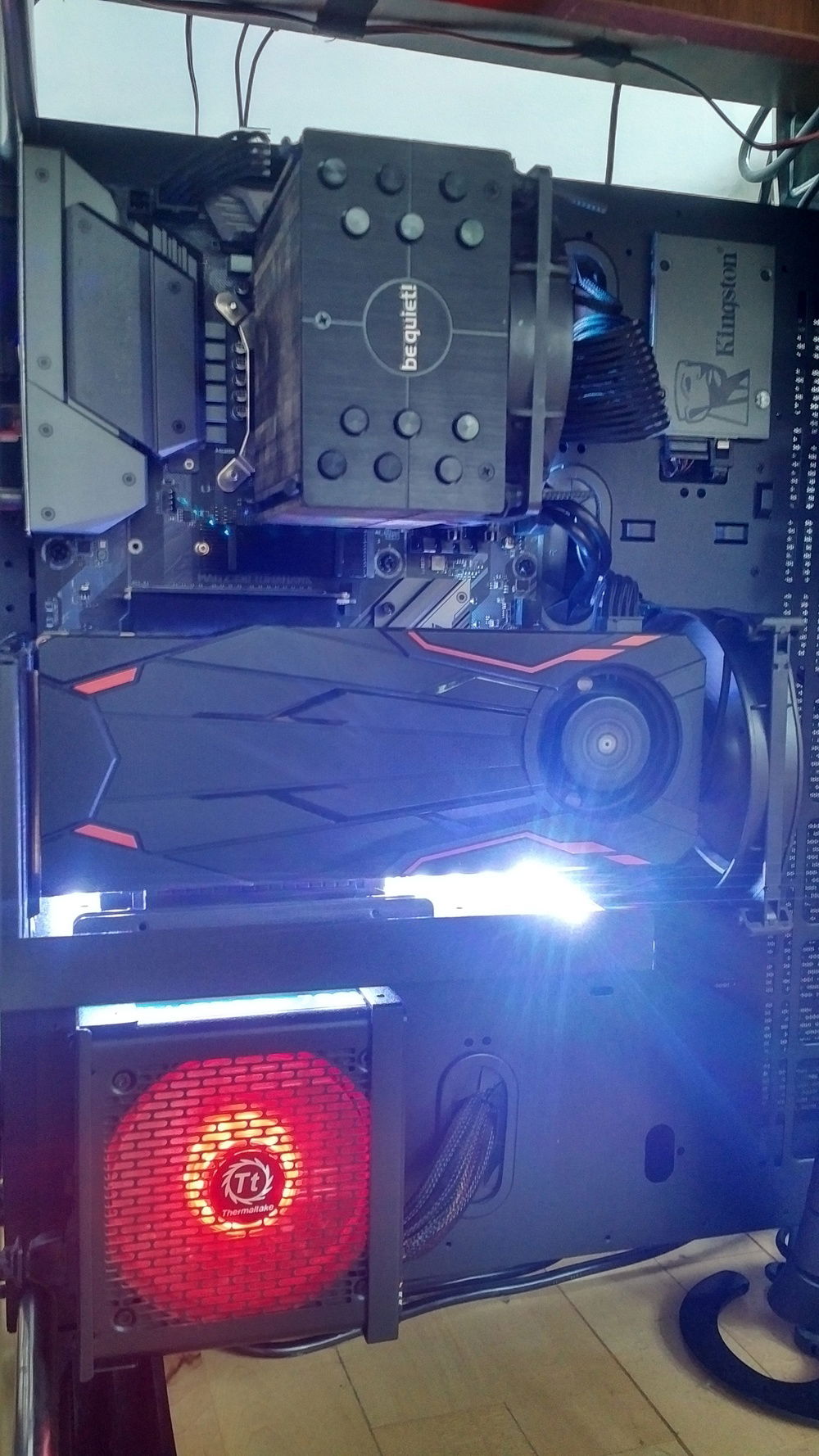 Upgraded mobo, LEDs, black cable spine