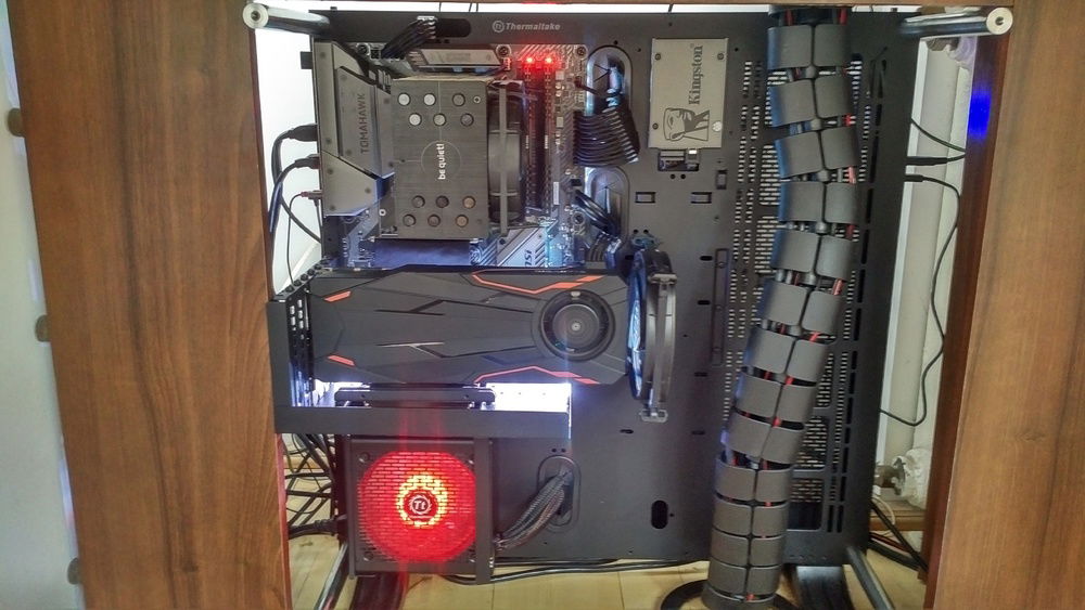 Upgraded mobo, LEDs, black cable spine