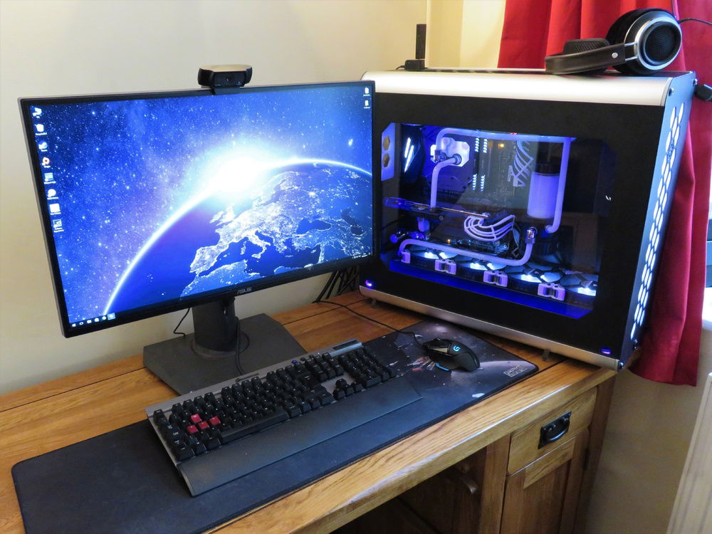 On desk with monitor