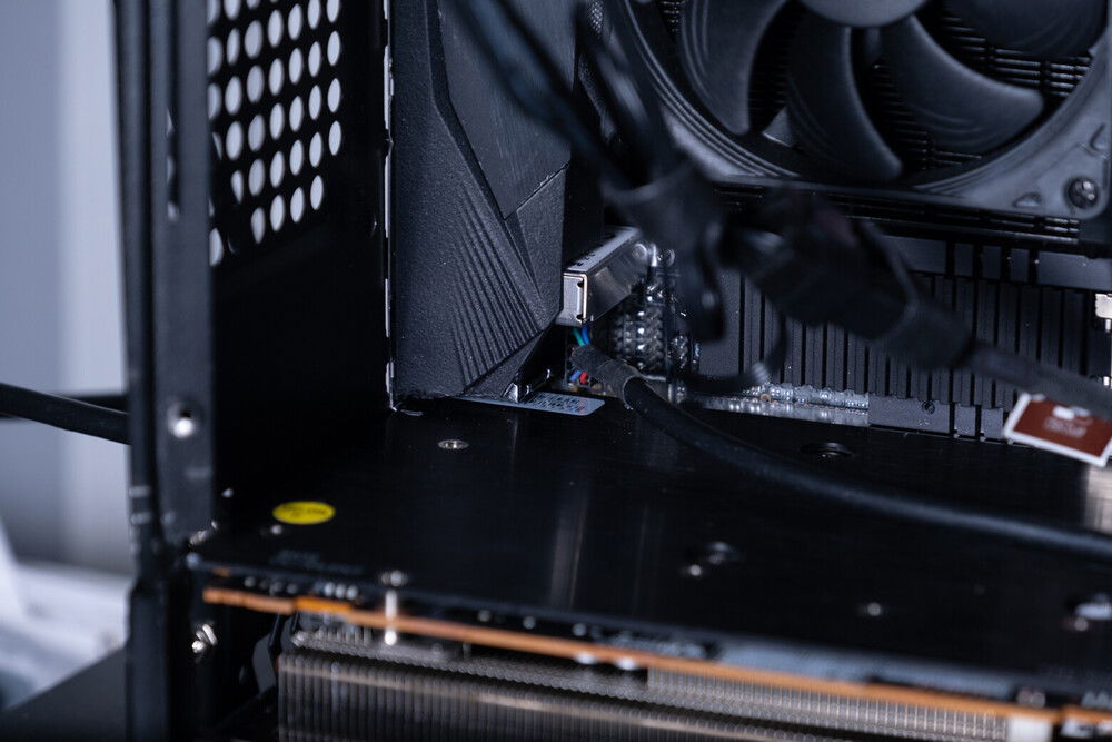 and the Mobo cover had to be cut off. It was blocking the GPU back plate.