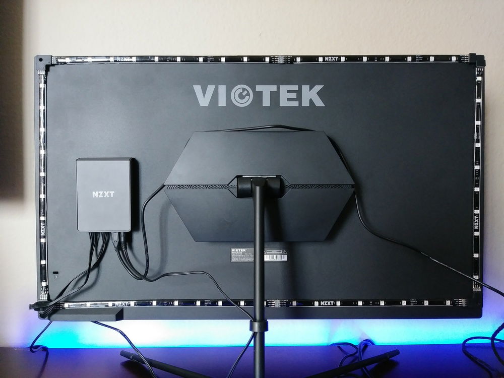 Reviewed the Viotek GFT27DB and NZXT HUE 2 Ambient Kit V2, they go well together and the light is nice.