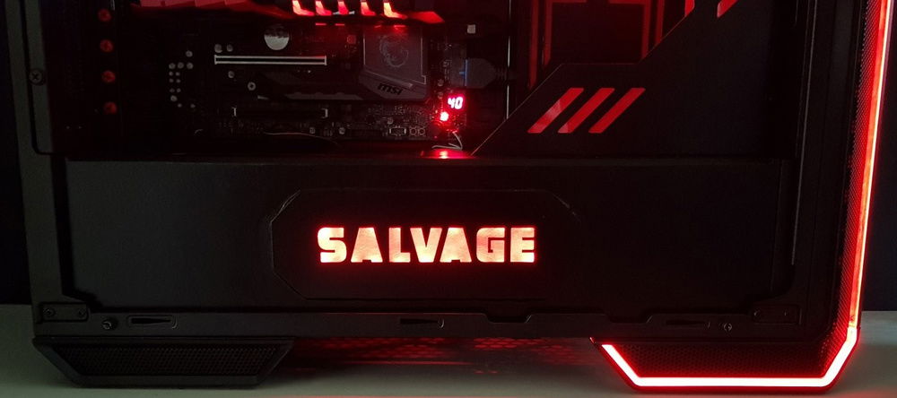 Custom made parts for the interior. RGB-lit acrylic piece with project name