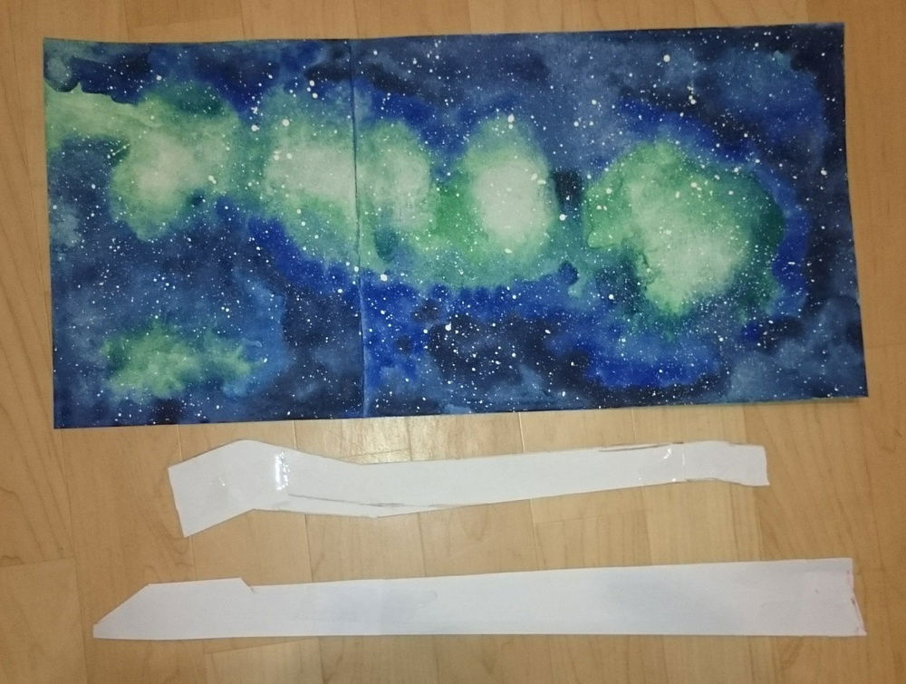 painting the galaxy and cutting it for the new stripes