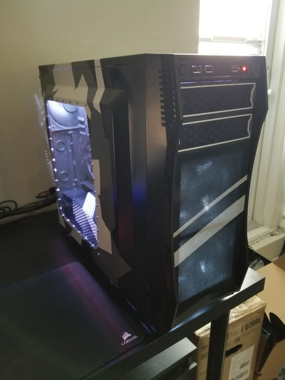 Front view showing off the illumination in the dark.