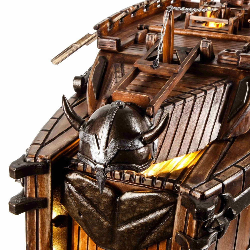 a close up of the viking fantasy helmet. wagner and hollywood introduces helmets with horns and wings. anyway, my nices said in cartoons the viking have helmets, they are the boss. so helmet it is, as a servoe driven camera cover.