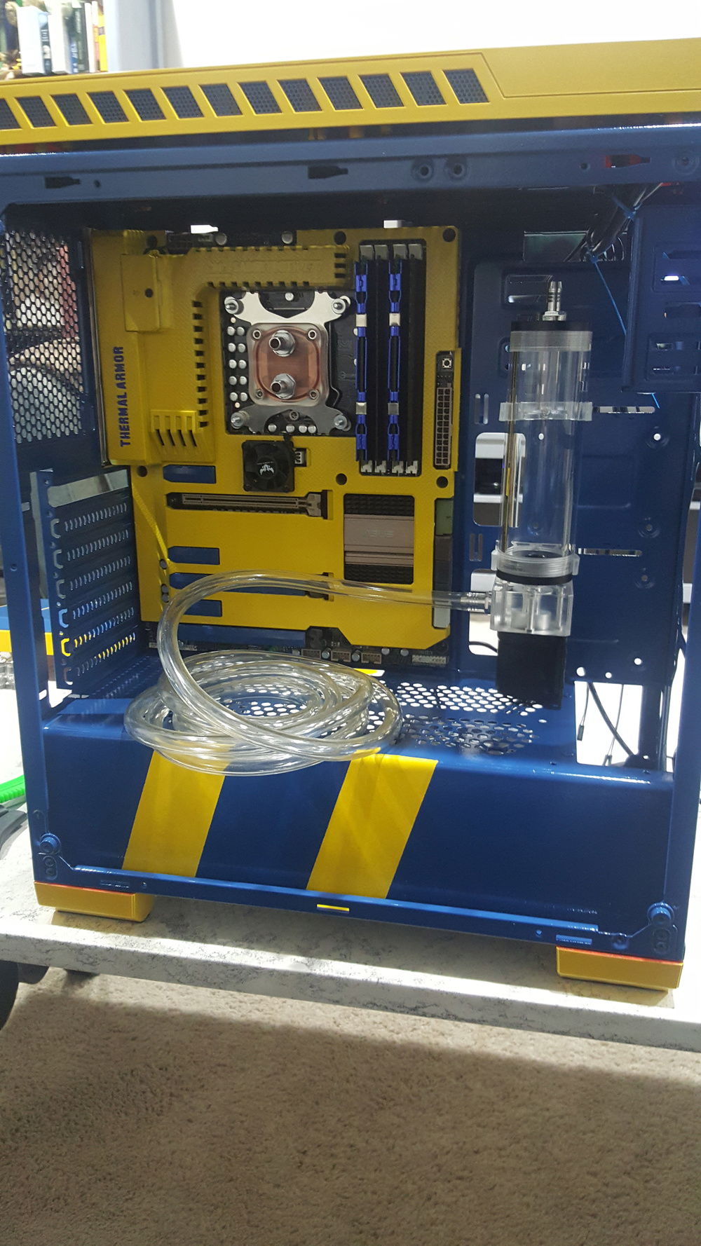 i mounted the motherboard and decided on how i was going to do the loop