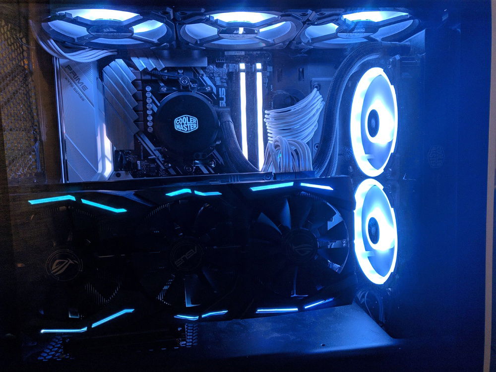 Complete Installation, All White RGB, RAM on

Old fan configuration